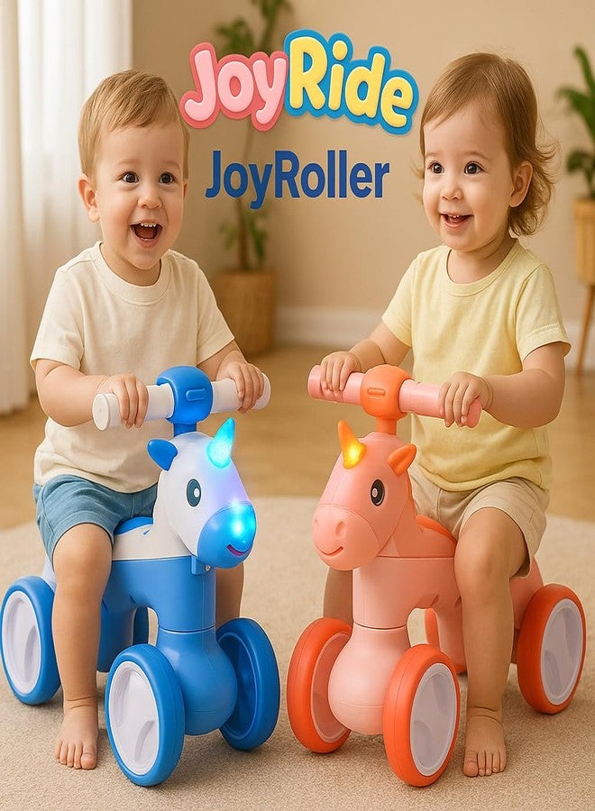 JoyRide JoyRoller Ride-On Toy for Kids | Push Ride with Smooth Wheels, Backrest & Cute Design | Baby Rider for 1-3 Years - Indoor/Outdoor Use (Blue) - Image 3